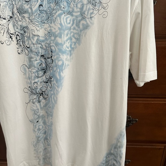 Mantmax Fashion White and Blue Graphic Men's Shirt. - Picture 4 of 8